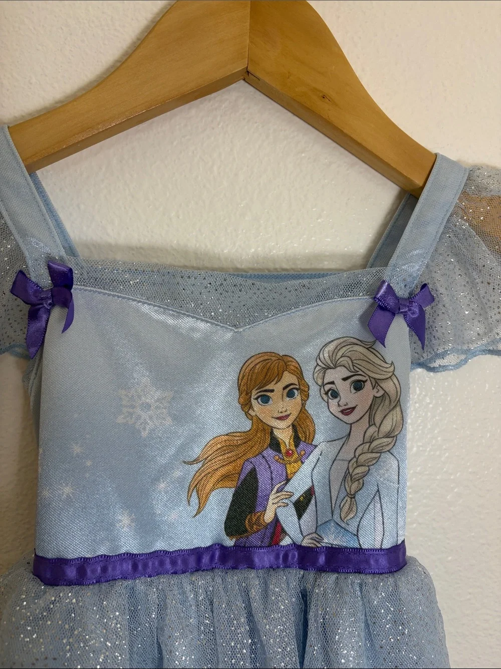 Disney Frozen Light Blue Elsa Anna Glitter Princess Nightgown